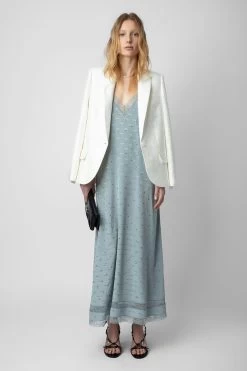 Zadig & Voltaire Reman Silk Jacquard Dress Glacier -Trendy Threads Deals WWDR01337 GLACIER 3