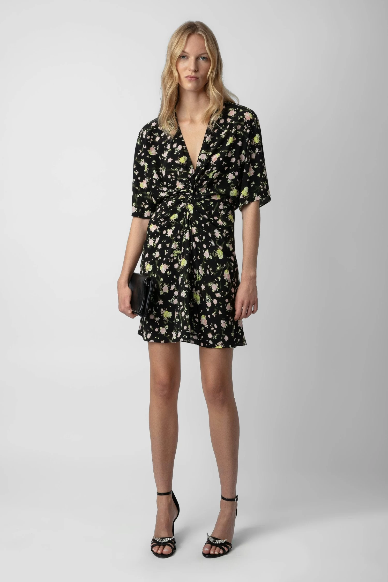 Zadig & Voltaire Rozom Soft Crinkle Roses Dress Black 3 Zadig & Voltaire Rozom Soft Crinkle Roses Dress Black