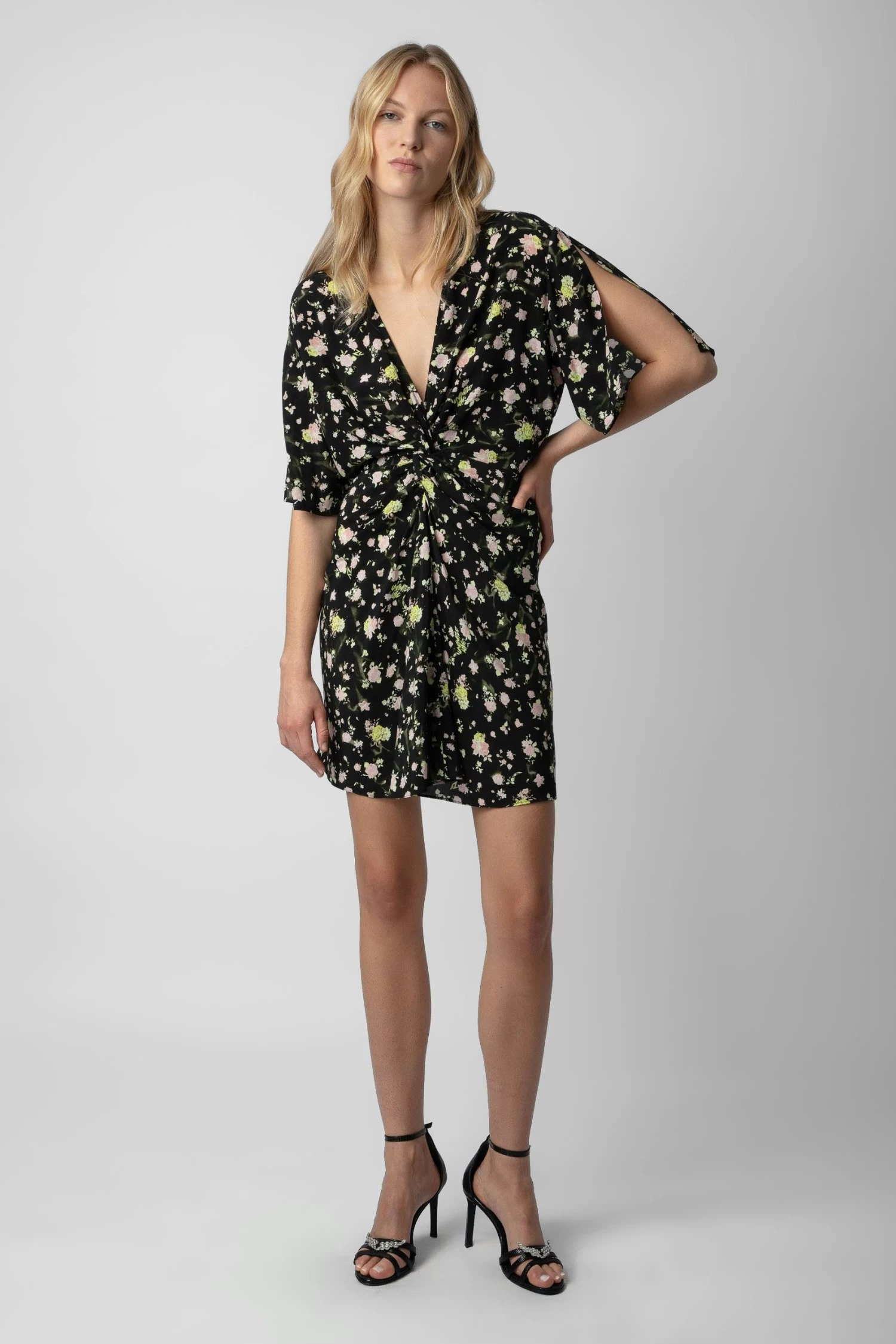Zadig & Voltaire Rozom Soft Crinkle Roses Dress Black 4 Zadig & Voltaire Rozom Soft Crinkle Roses Dress Black - Image 2