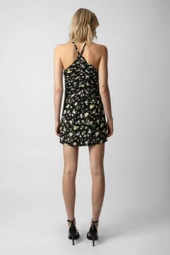Zadig & Voltaire Randa Soft Crinkle Roses Dress Black -Trendy Threads Deals WWDR01344 NOIR 5 1