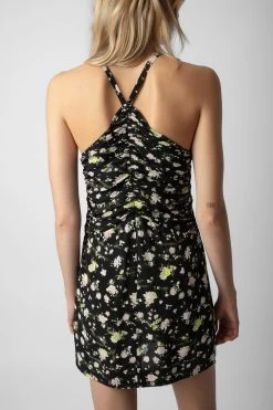 Zadig & Voltaire Randa Soft Crinkle Roses Dress Black -Trendy Threads Deals WWDR01344 NOIR 6 1