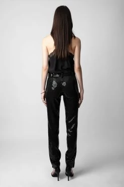 Zadig & Voltaire Prune Sequin Pants Black -Trendy Threads Deals WWPA00777 NOIR 4