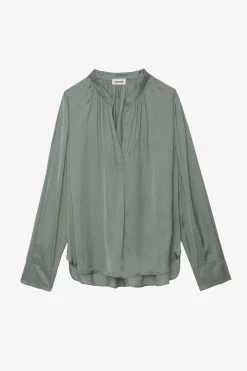 Zadig & Voltaire Tink Satin Blouse Treillis -Trendy Threads Deals WWSH00021 TREILLIS