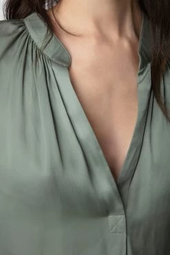 Zadig & Voltaire Tink Satin Blouse Treillis -Trendy Threads Deals WWSH00021 TREILLIS 4