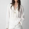 Zadig & Voltaire Tricia Shirt White -Trendy Threads Deals WWSH00549 BLANC 2 1