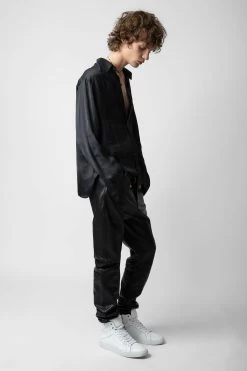 Zadig & Voltaire Tyrone Satin Shirt Black -Trendy Threads Deals WWSH00558 NOIR 12