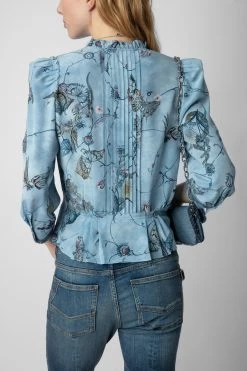 Zadig & Voltaire Talixia Diamanté Blouse Glacier -Trendy Threads Deals WWSH00564 GLACIER 7