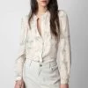 Zadig & Voltaire Tchin Satin Blouse Mastic -Trendy Threads Deals WWSH00567 MASTIC 2 1