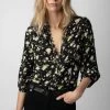 Zadig & Voltaire Twina Soft Crinkle Roses Shirt Black