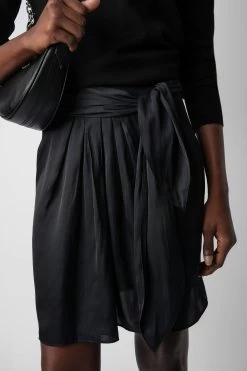 Zadig & Voltaire Joji Satin Skirt Black -Trendy Threads Deals WWSK00368 NOIR 5