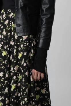 Zadig & Voltaire Joyo Soft Crinkle Roses Skirt Black 10 Zadig & Voltaire Joyo Soft Crinkle Roses Skirt Black -Trendy Threads Deals WWSK00378 NOIR 5 1