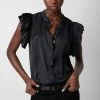 Zadig & Voltaire Tiza Satin Top Black