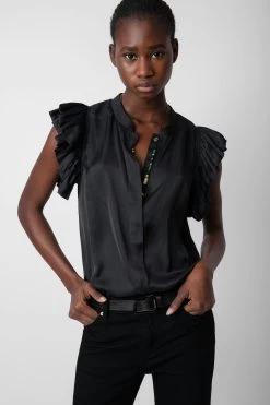 Zadig & Voltaire Tiza Satin Top Black