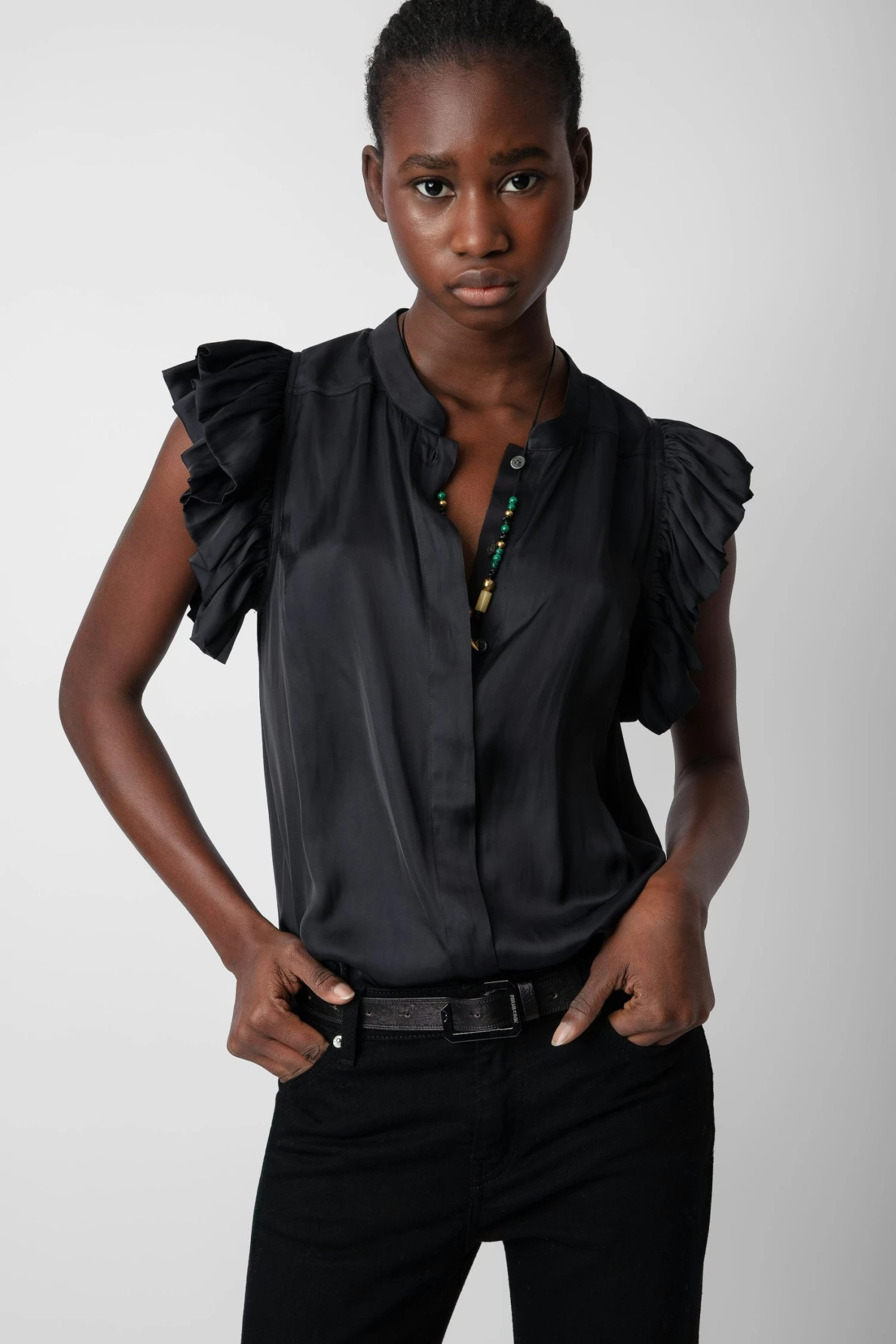 Zadig & Voltaire Tiza Satin Top Black 3 Zadig & Voltaire Tiza Satin Top Black