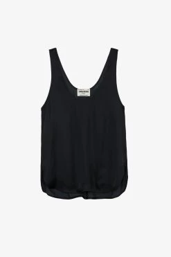 Zadig & Voltaire Carys Satin Top Black -Trendy Threads Deals WWTO00221 NOIR