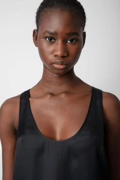 Zadig & Voltaire Carys Satin Top Black -Trendy Threads Deals WWTO00221 NOIR 4