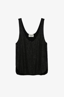 Zadig & Voltaire Carys Diamanté Silk Top Black -Trendy Threads Deals WWTO00222 NOIR