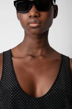 Zadig & Voltaire Carys Diamanté Silk Top Black -Trendy Threads Deals WWTO00222 NOIR 3