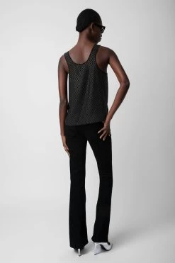 Zadig & Voltaire Carys Diamanté Silk Top Black -Trendy Threads Deals WWTO00222 NOIR 5