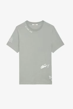 Zadig & Voltaire Ted Tag T-shirt Oyster -Trendy Threads Deals jmts00642 oyster