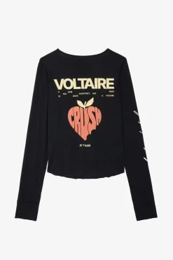 Zadig & Voltaire Crop Concert Crush Henley Top Black -Trendy Threads Deals jwtn00435 noir 2 1