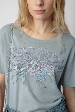 Zadig & Voltaire Marta Concert Diamanté T-shirt Oyster -Trendy Threads Deals jwts01645 oyster 4