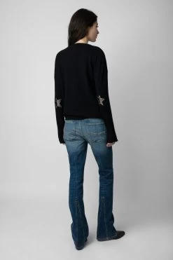 Zadig & Voltaire Cici Patch Cashmere Sweater Black -Trendy Threads Deals kwsw00064 noir 4