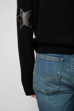 Zadig & Voltaire Cici Patch Cashmere Sweater Black -Trendy Threads Deals kwsw00064 noir 5