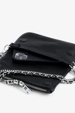 Zadig & Voltaire Swing Your Wings Rock Nano Clutch Noir Silver -Trendy Threads Deals lwba00211 noir 5