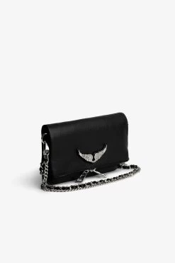 Zadig & Voltaire Swing Your Wings Rock Nano Clutch Noir Silver -Trendy Threads Deals lwba00211 noir silver 3 1