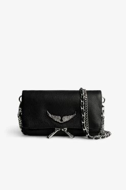 Zadig & Voltaire Swing Your Wings Rock Nano Clutch Noir Silver