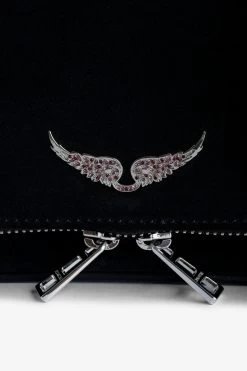 Zadig & Voltaire Rock Nano Suede Clutch Black -Trendy Threads Deals lwba02473 noir 2 new