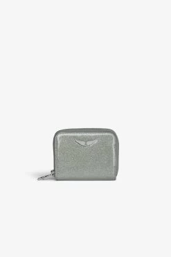 Zadig & Voltaire Mini ZV Infinity Patent Coin Purse Silver