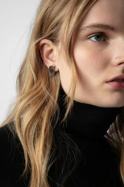 Zadig & Voltaire Rock Earrings Shiny Gun -Trendy Threads Deals owjw00020 shiny gun 9