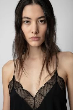 Zadig & Voltaire Christy Silk Camisole Black -Trendy Threads Deals pwgcp0702f noir 4 1
