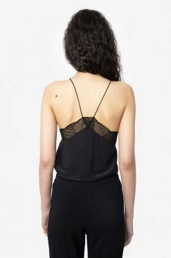 Zadig & Voltaire Christy Silk Camisole Black -Trendy Threads Deals pwgcp0702f noir 5 1