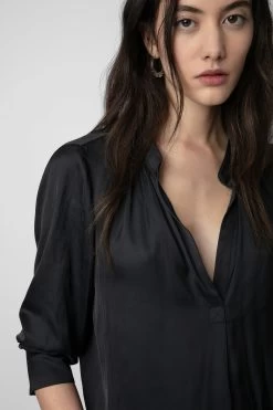 Zadig & Voltaire Tink Satin Tunic Black -Trendy Threads Deals pwgcp3201f noir 4 1