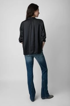 Zadig & Voltaire Tink Satin Tunic Black -Trendy Threads Deals pwgcp3201f noir 6