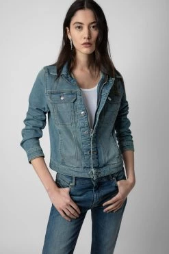 Zadig & Voltaire Kioky Denim Jacket Blue -Trendy Threads Deals pwgct3403f bleu 2 3