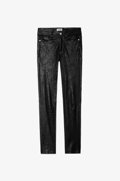 Zadig & Voltaire Phlame Crinkled Leather Pants Black -Trendy Threads Deals pwgcu1402f noir 4
