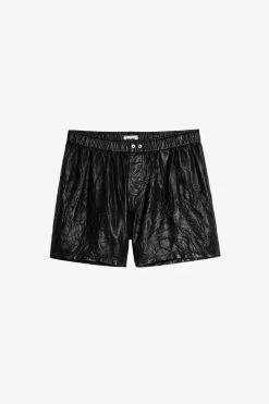 Zadig & Voltaire Pax Crinkled Leather Shorts Black -Trendy Threads Deals pwgcu1404f noir 5