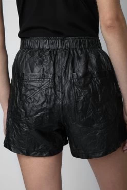 Zadig & Voltaire Pax Crinkled Leather Shorts Black -Trendy Threads Deals pwgcu1404f noir 6