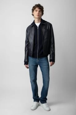 Zadig & Voltaire Lasso Leather Jacket Encre