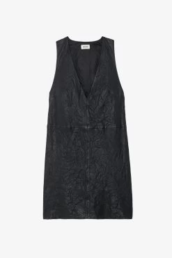 Zadig & Voltaire Rasha Crinkled Leather Dress Black -Trendy Threads Deals rwdr00029 noir