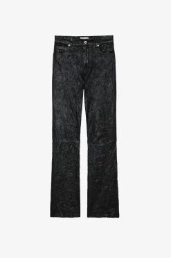 Zadig & Voltaire Evy Crinkled Leather Pants Black 11 Zadig & Voltaire Evy Crinkled Leather Pants Black -Trendy Threads Deals rwpa00069 noir 2 1