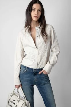 Zadig & Voltaire Chic Crinkled Leather Shirt Judo -Trendy Threads Deals rwsh00028 judo 10