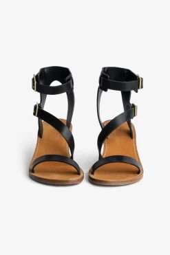 Zadig & Voltaire Cecilia Caprese Sandals Black -Trendy Threads Deals swct00773 noir 3 1