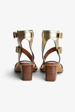 Zadig & Voltaire Cecilia Crinkled Caprese Sandals Gold -Trendy Threads Deals swct00775 gold 4