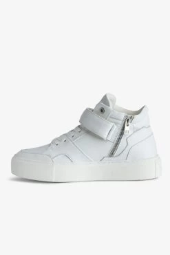 Zadig & Voltaire ZV1747 Flash Chunky Mid-Top Sneakers White -Trendy Threads Deals swsn00428 blanc 2