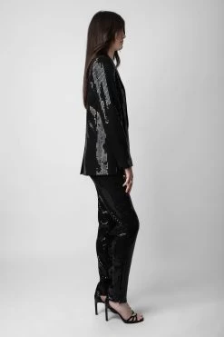 Zadig & Voltaire Vive Sequin Blazer Black -Trendy Threads Deals wwbl00812 noir 4